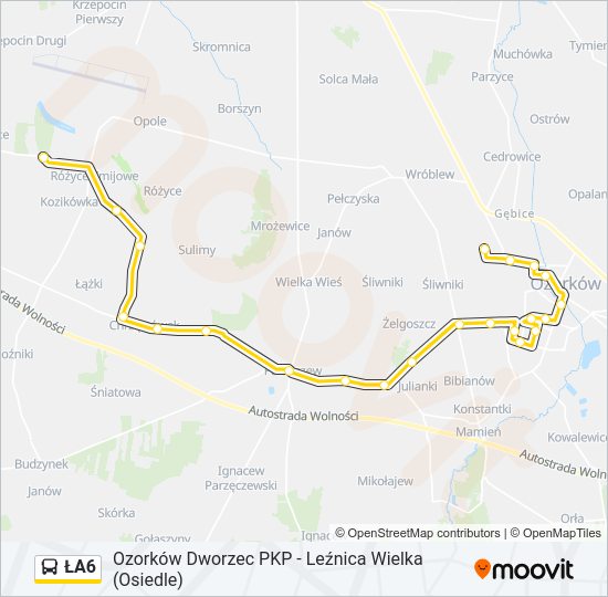 ŁA6 bus Line Map