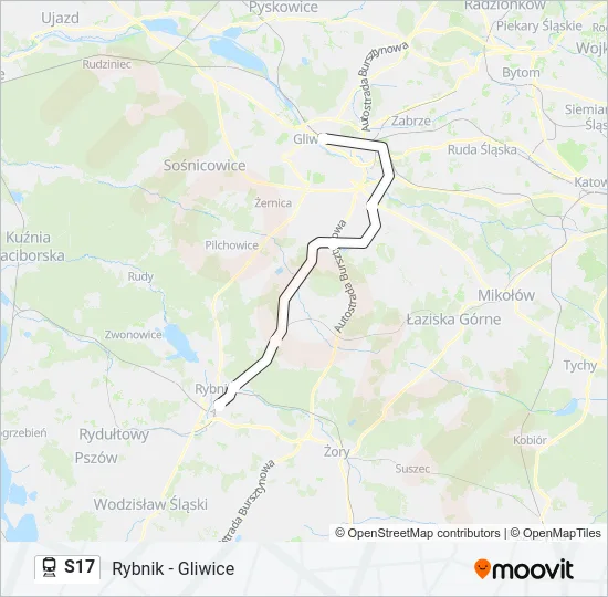Поезд S17: карта маршрута