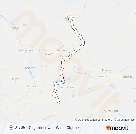 Поезд S1/S6: карта маршрута