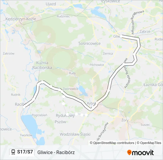 Поезд S17/S7: карта маршрута