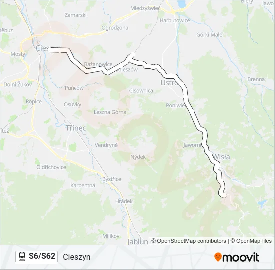 Поезд S6/S62: карта маршрута
