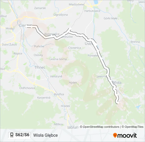 Поезд S62/S6: карта маршрута