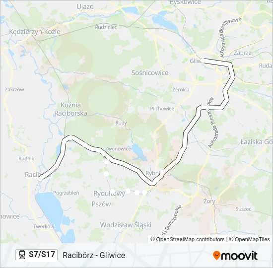 Поезд S7/S17: карта маршрута