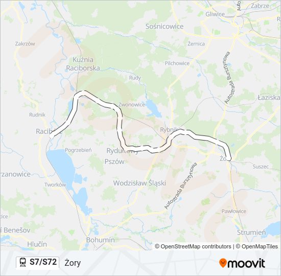 S7/S72 train Line Map