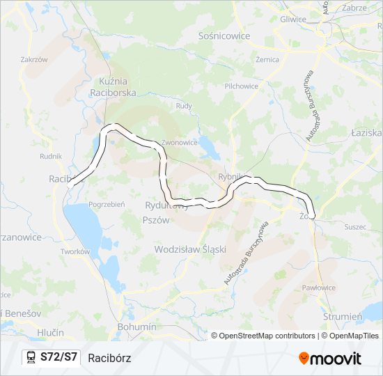 S72/S7 train Line Map