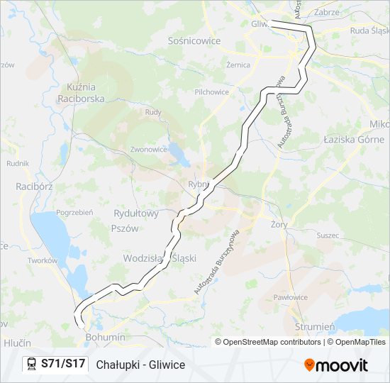 S71/S17 train Line Map