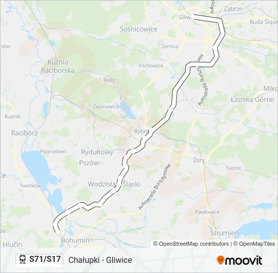 Поезд S71/S17: карта маршрута