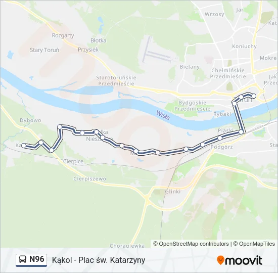 Автобус N96: карта маршрута