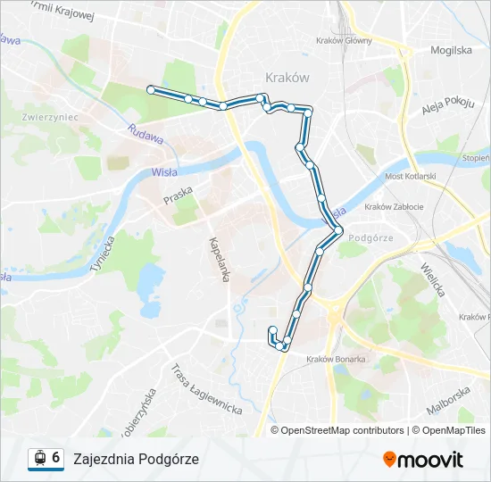 Трамвай 6: карта маршрута