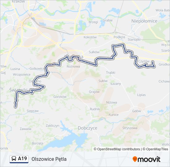 A19 bus Line Map