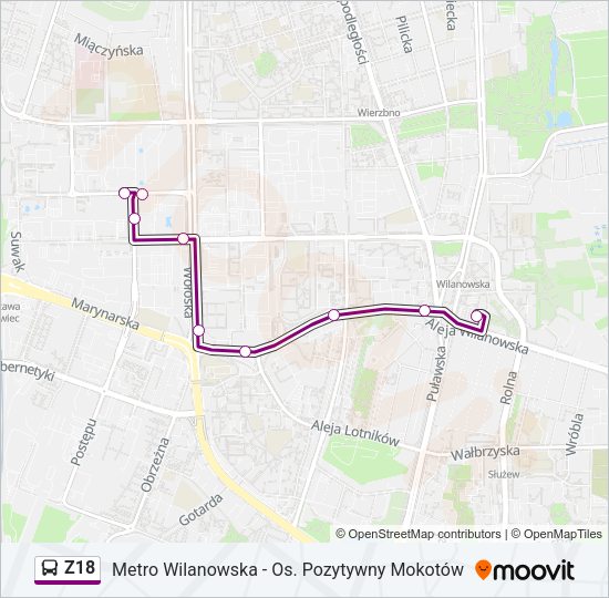 Z18 bus Line Map