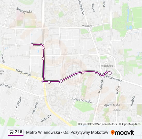 Z18 bus Line Map