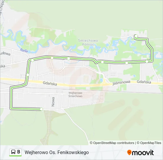 B Bus Line Map