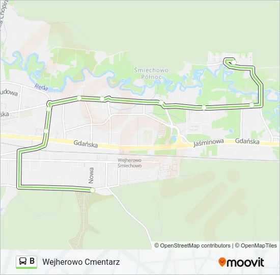 B Bus Line Map