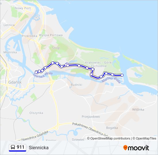 Автобус 911: карта маршрута