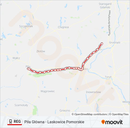 Поезд REG: карта маршрута