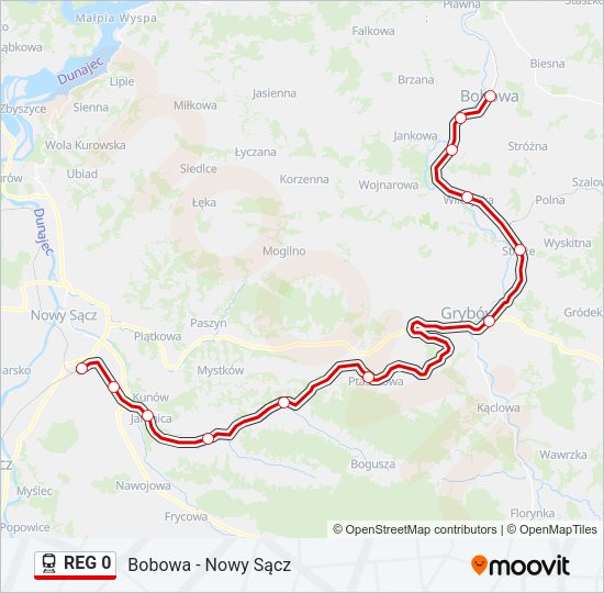 Поезд REG 0: карта маршрута