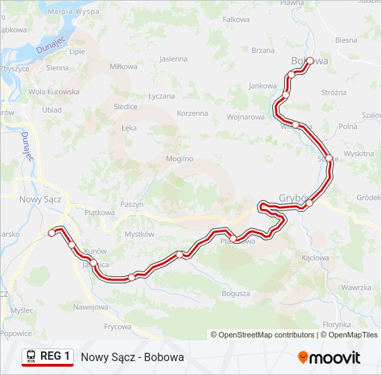 Поезд REG 1: карта маршрута