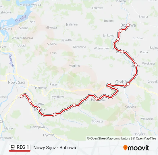 REG 1 Train Line Map