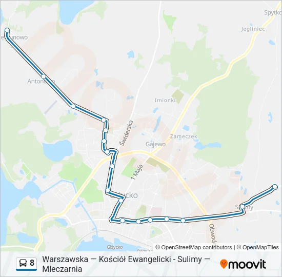 Автобус 8: карта маршрута
