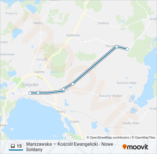 Mapa linii autobus 15