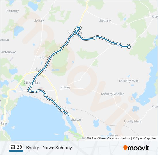 Mapa linii autobus 23