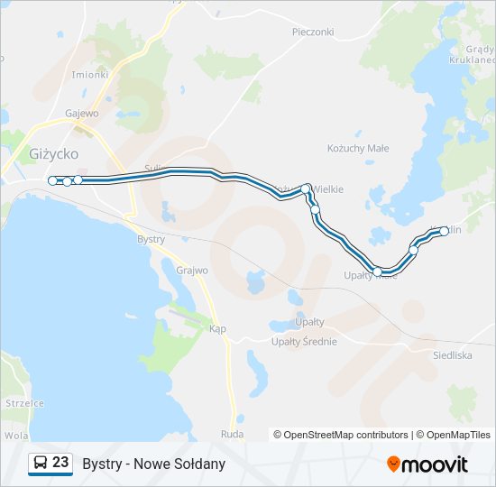 Mapa linii autobus 23