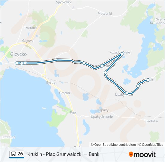 Mapa linii autobus 26