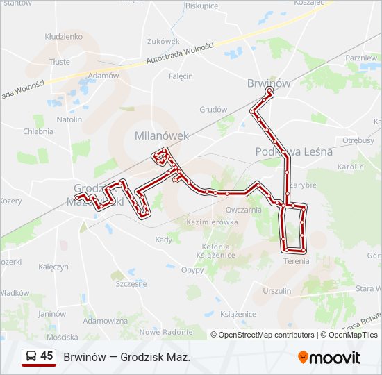 45 bus Line Map