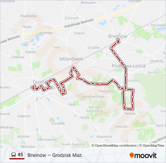 45 bus Line Map