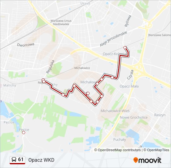 61 bus Line Map