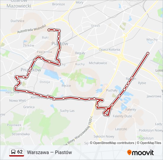 62 bus Line Map