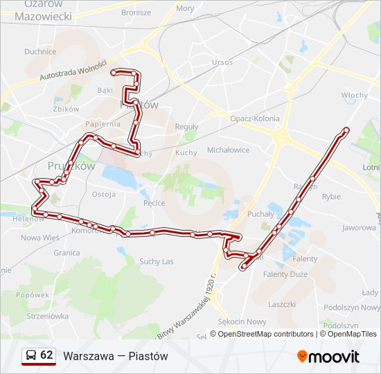 62 bus Line Map