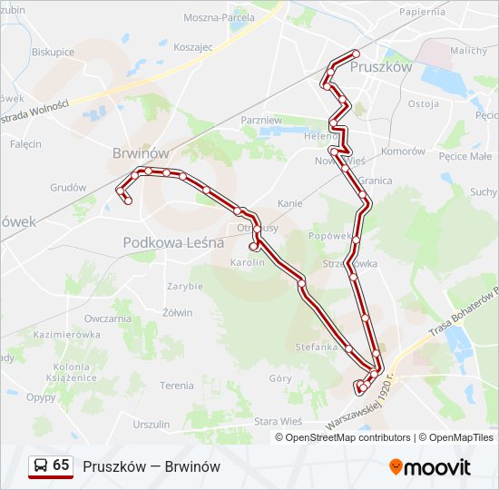 65 bus Line Map