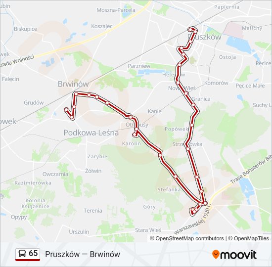 65 bus Line Map