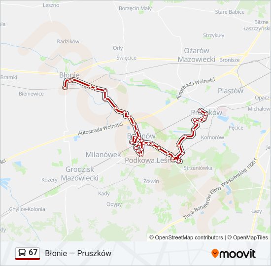 67 bus Line Map