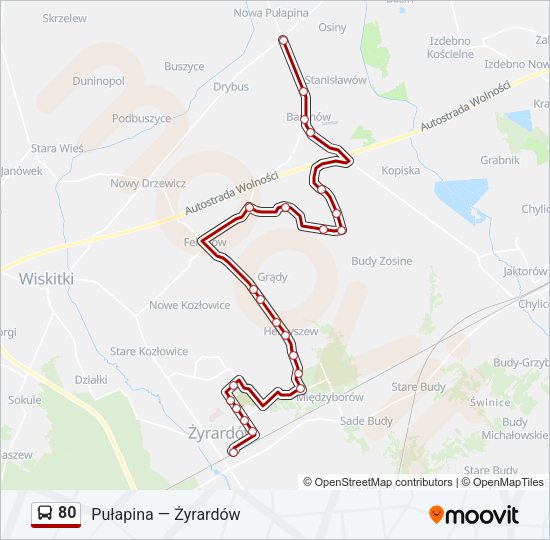 80 bus Line Map