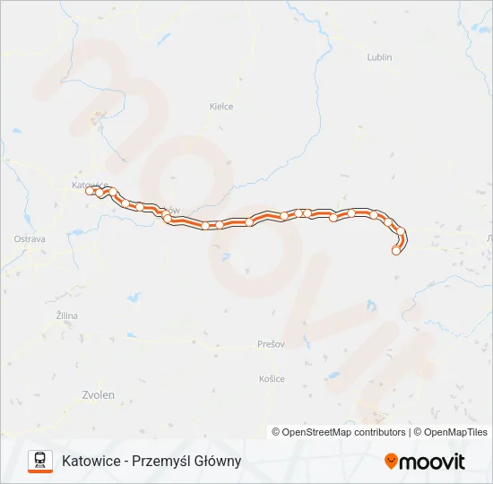 Поезд IC 43100: карта маршрута
