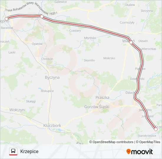 Автобус ZKA TLK 74103: карта маршрута