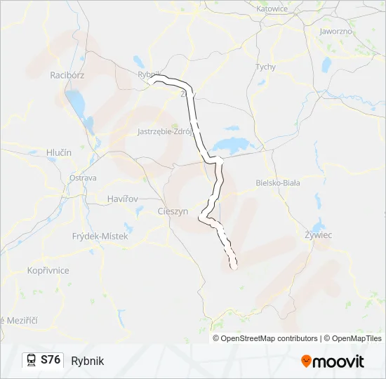 Поезд S76: карта маршрута
