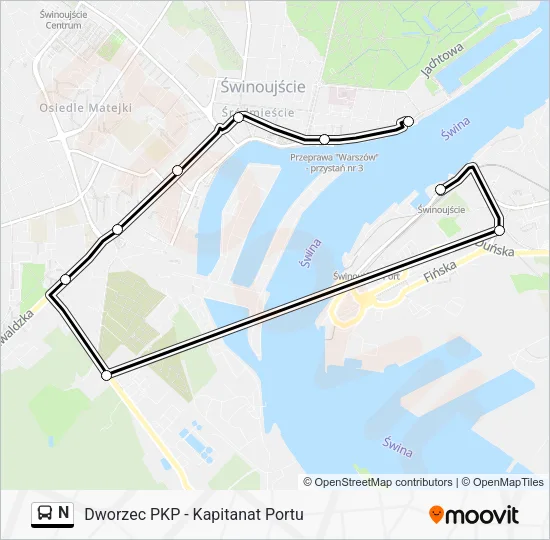 N Bus Line Map