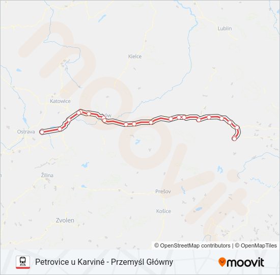 Поезд EC IC 43008: карта маршрута