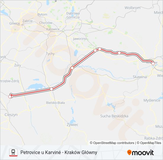 Поезд EC TLK 43004: карта маршрута