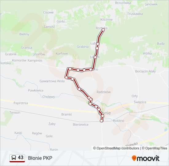 Автобус 43: карта маршрута