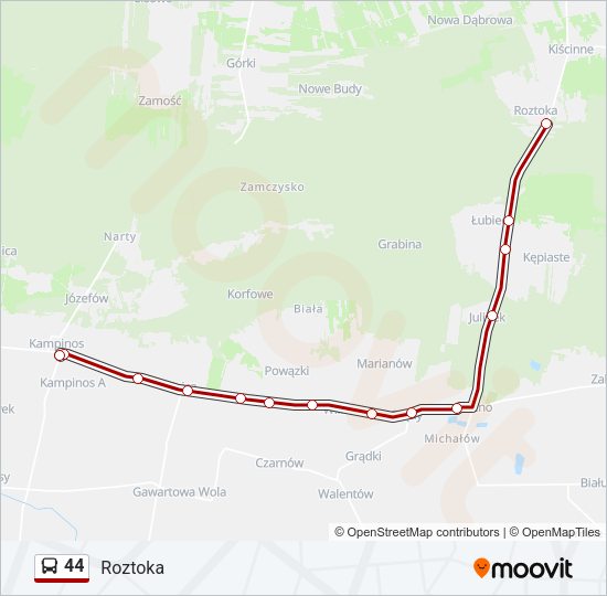 44 bus Line Map