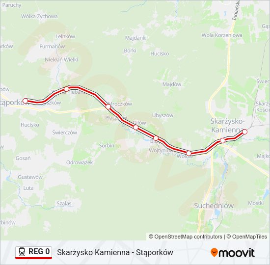 Поезд REG 0: карта маршрута