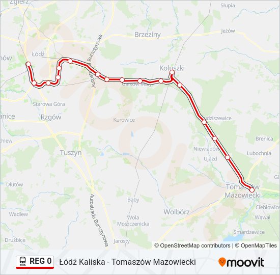 Поезд REG 0: карта маршрута