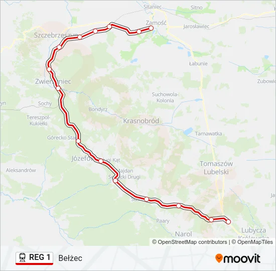 REG 1 Train Line Map
