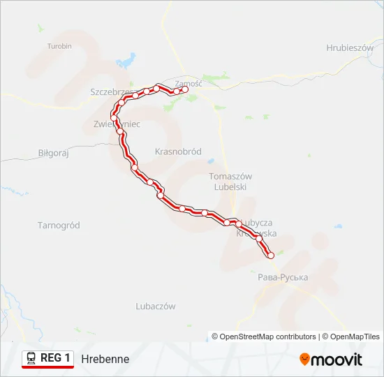 REG 1 Train Line Map