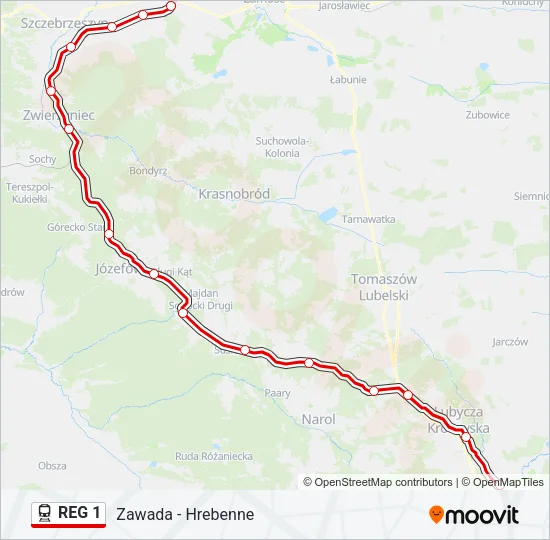 REG 1 Train Line Map